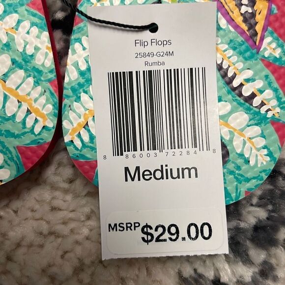 NWT Vera Bradley flip flops, Rumba, pink and green pattern, size medium (7-8) - Picture 9 of 9